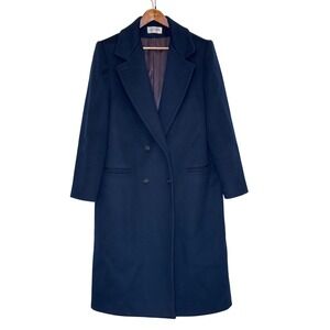 Vintage 1980s J.G. Hook USA-Made Wool Double-Breasted Overcoat Mens L Womens XL